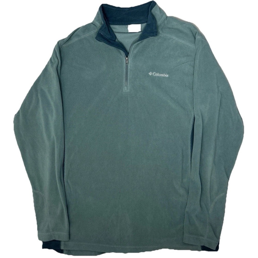 Columbia Women's Medium Teal Gray Fleece Quarter Zip Pullover Jacket Outdoor(327